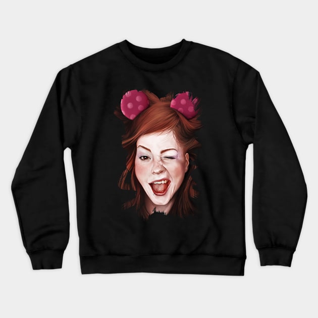 Wink girl Crewneck Sweatshirt by JORDYGRAPH